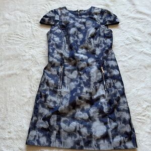 Michael Kors Blue Gray Abstract Print Fit & Flare Dress Size 4